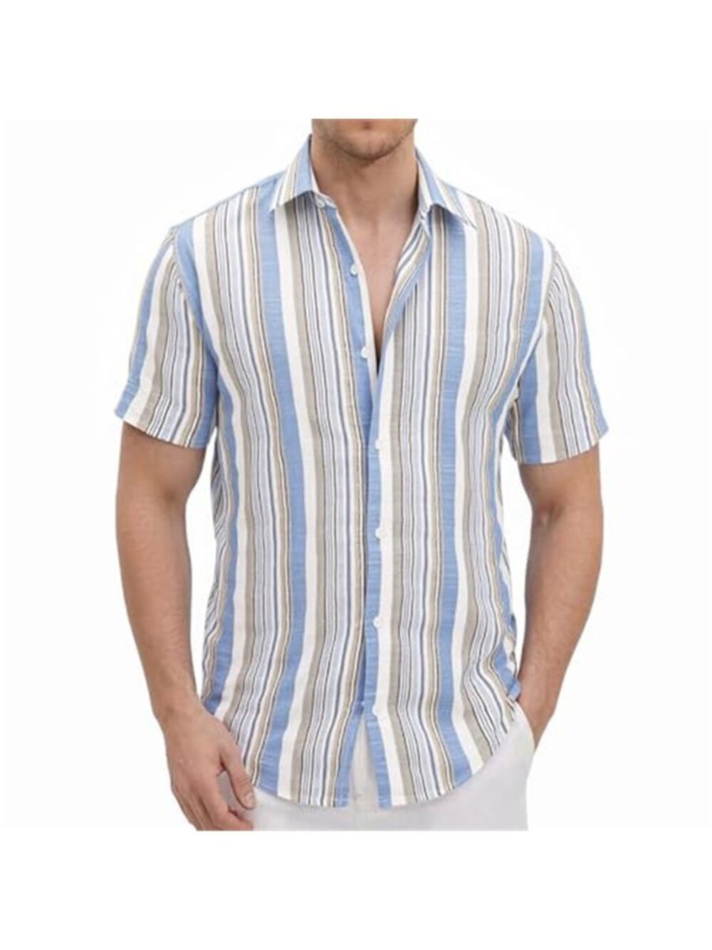 Mens Hawaiian Floral Button Up Shirt Tropical Beach Vacation Summer Casual